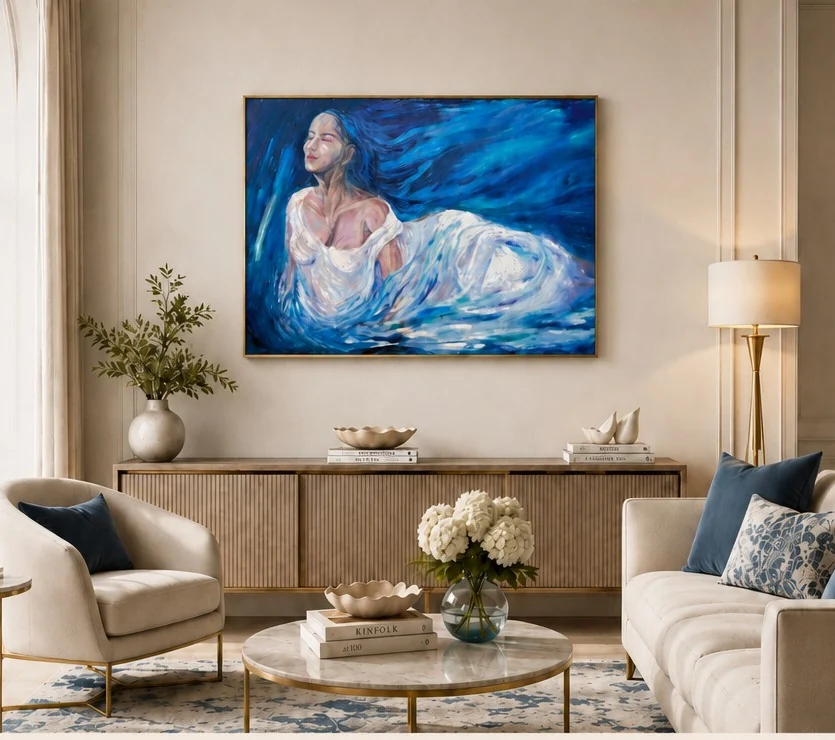 Mockup living elegant cu lucrare originală